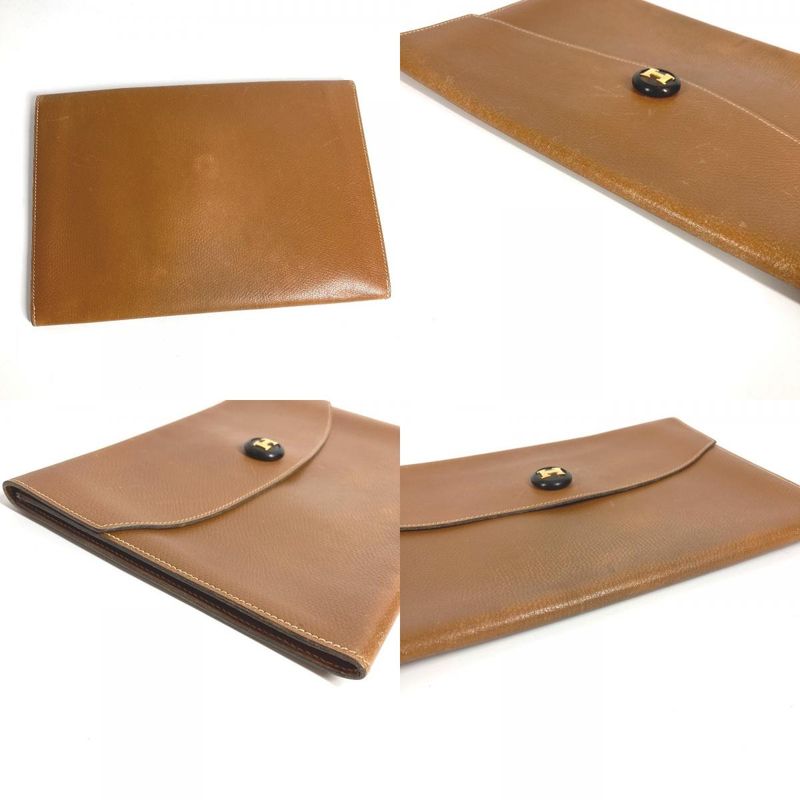 Hermes Second Bag Pochette Rio Leather Brown — view 8