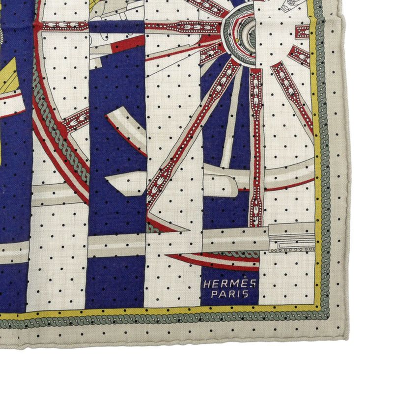 Hermes Gauroche 45 Berlinne Carriage Multicolor Beige Scarf Bandana — view 5
