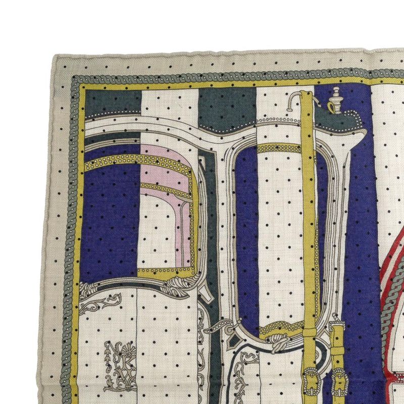 Hermes Gauroche 45 Berlinne Carriage Multicolor Beige Scarf Bandana — view 3