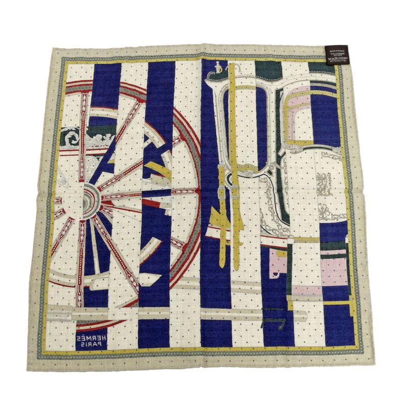 Hermes Gauroche 45 Berlinne Carriage Multicolor Beige Scarf Bandana — view 2