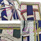 Hermes Gauroche 45 Berlinne Carriage Multicolor Beige Scarf Bandana — view 9