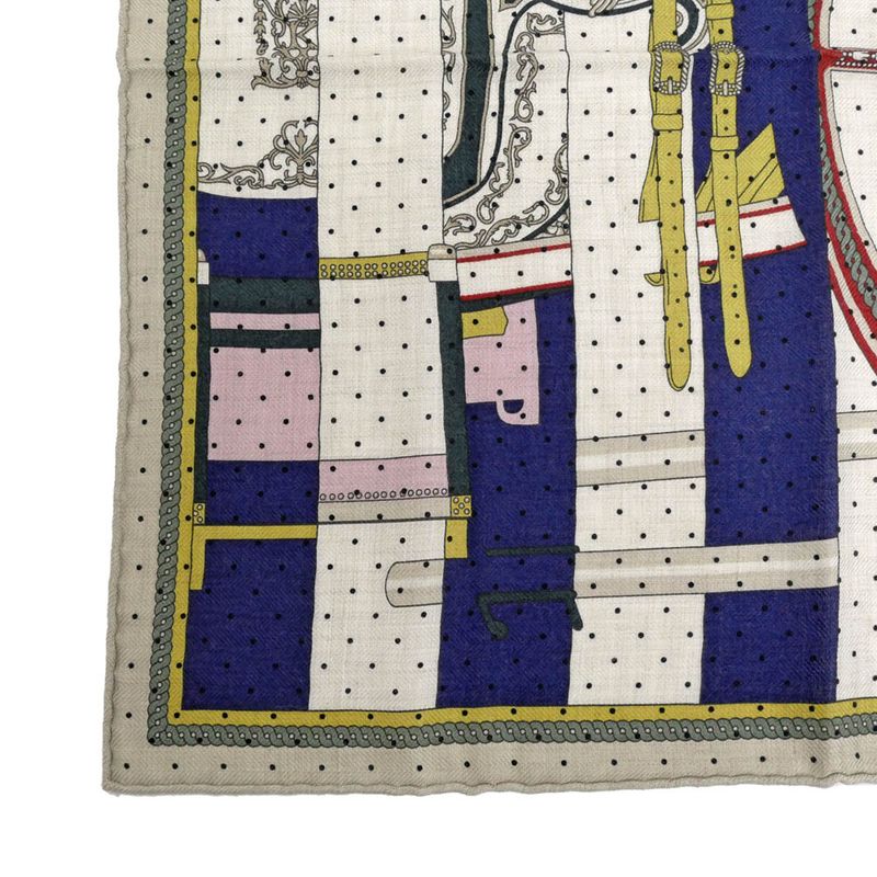 Hermes Gauroche 45 Berlinne Carriage Multicolor Beige Scarf Bandana — view 4