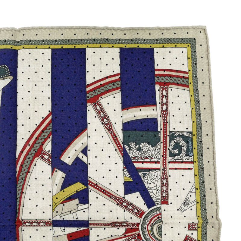 Hermes Gauroche 45 Berlinne Carriage Multicolor Beige Scarf Bandana — view 6