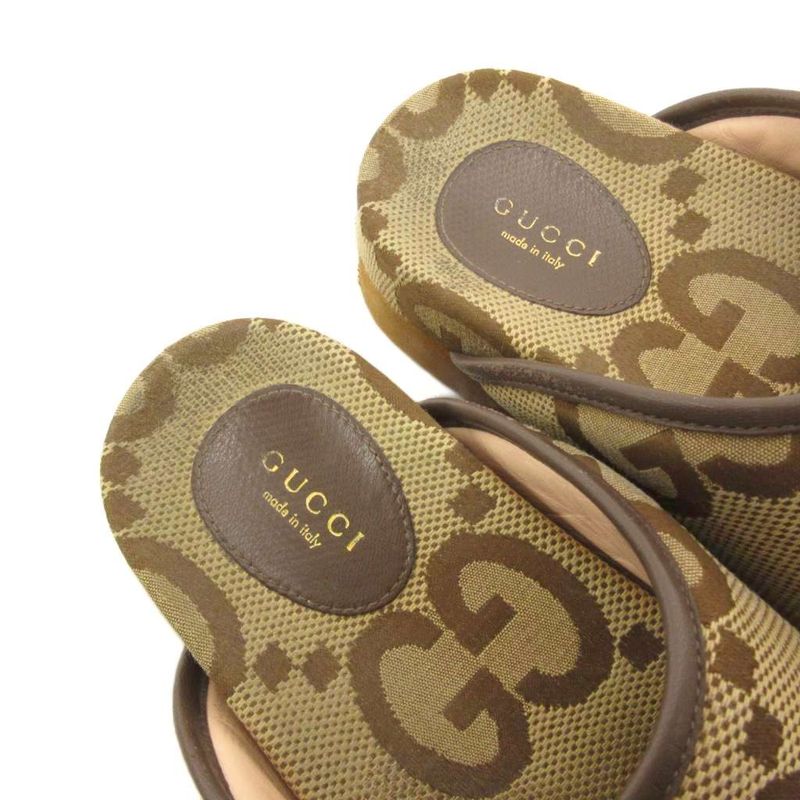 Gucci GG Canvas Slide Sandals Comfort 37 Brown JS AA GY19 — view 6