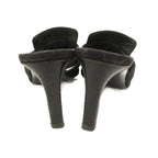 Hermes Cute Chevre Velor Mule Sandals Comfort Heel Kelly Hardware 36 Black JS — view 4