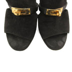 Hermes Cute Chevre Velor Mule Sandals Comfort Heel Kelly Hardware 36 Black JS — view 7