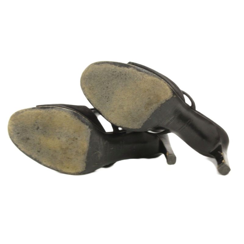Hermes Cute Chevre Velor Mule Sandals Comfort Heel Kelly Hardware 36 Black JS — view 5