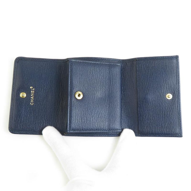 Chanel Trifold Navy Wallet — view 3
