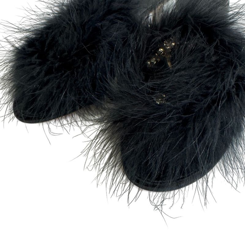 Louis Vuitton Fur Bijou Marilyn Logo Sandals Black — view 5