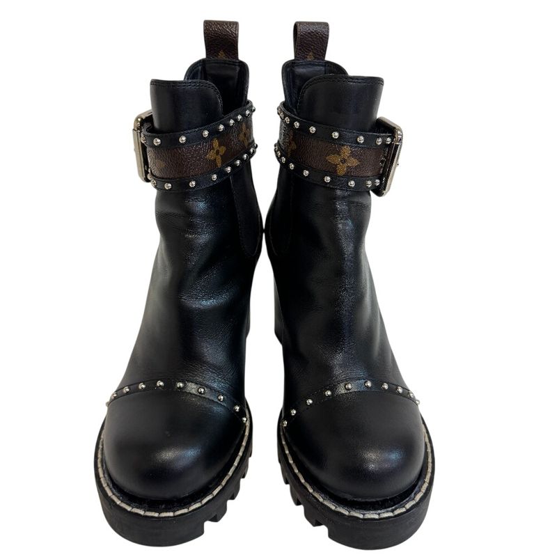 Louis Vuitton Studded Belt Side Gore Boots Star Trail Line Black — view 3