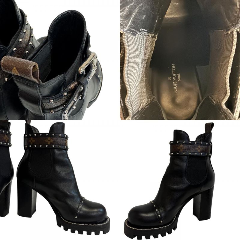 Louis Vuitton Studded Belt Side Gore Boots Star Trail Line Black — view 8
