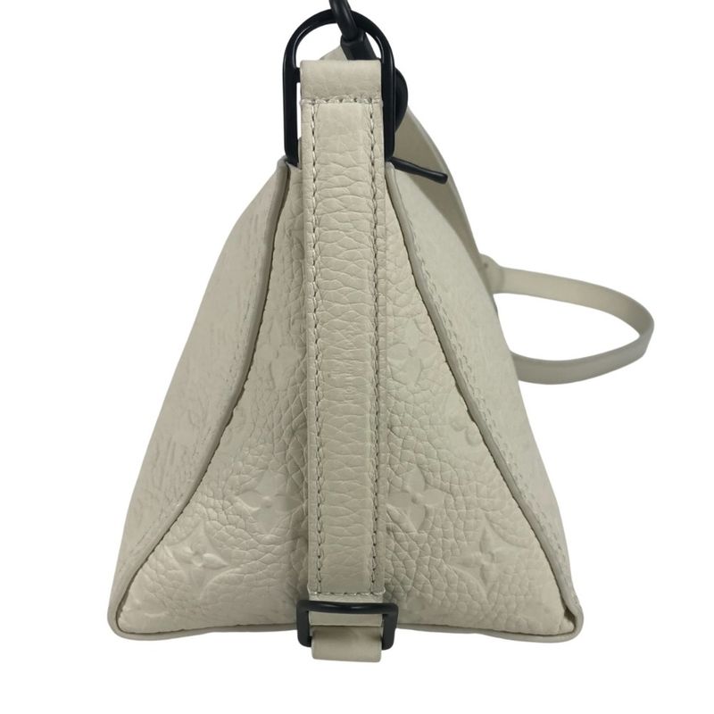 Louis Vuitton Shoulder Bag Triangle Messenger Taurillon Leather White — view 4
