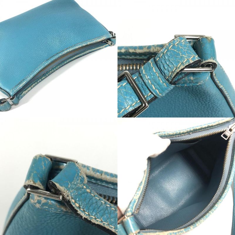 Hermes Shoulder Bag Berline PM Leather Blue — view 9