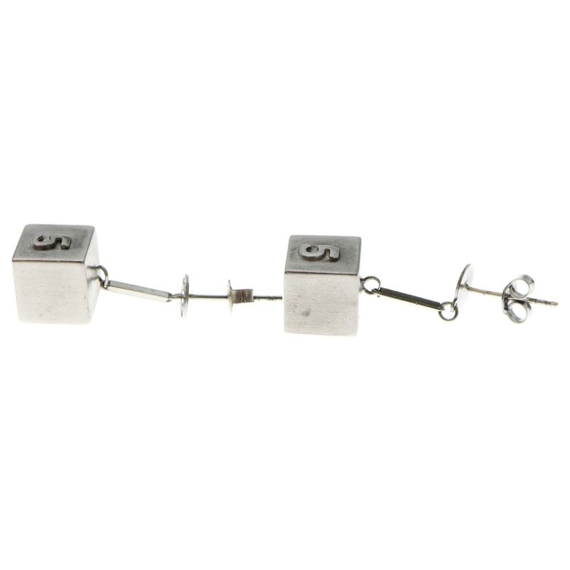Chanel No.5 Logo Earrings Silver — view 4