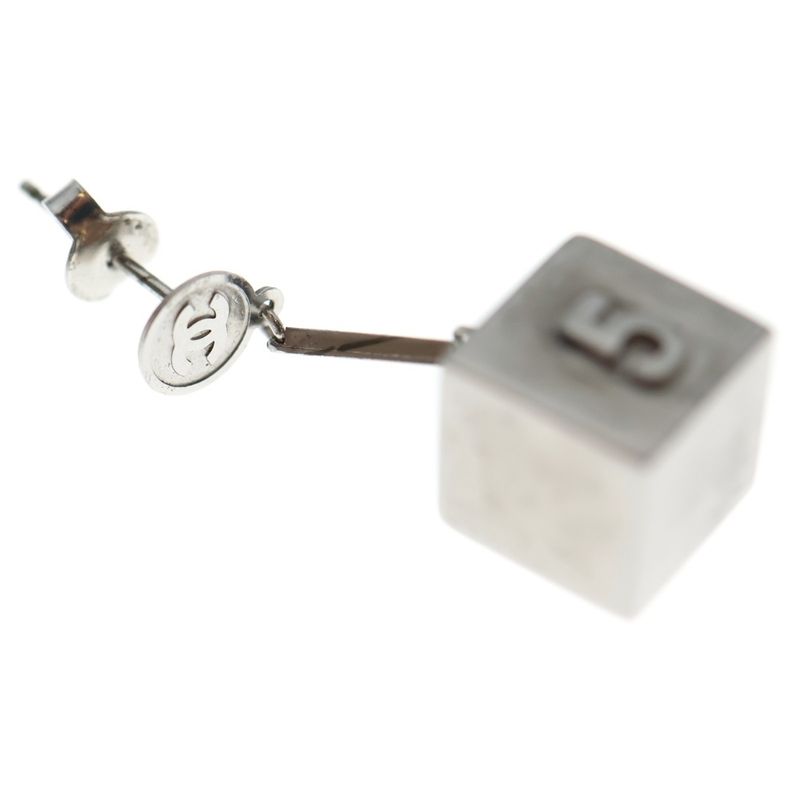 Chanel No.5 Logo Earrings Silver — view 6