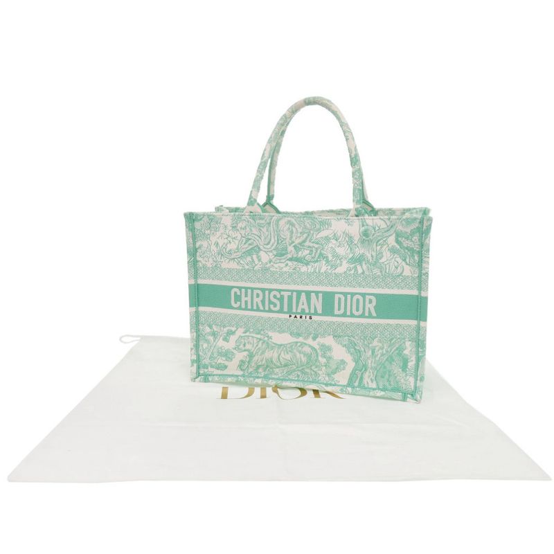 Dior Book Tote Medium Toile de Jouy Embroidered Canvas Mint Green Bag 1420 — view 3