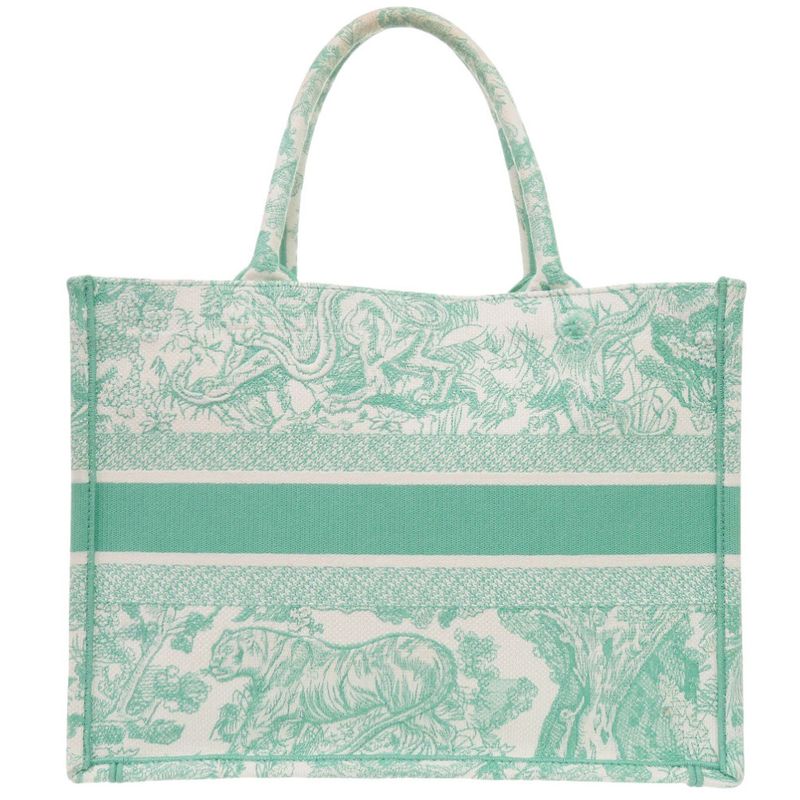 Dior Book Tote Medium Toile de Jouy Embroidered Canvas Mint Green Bag 1420 — view 4