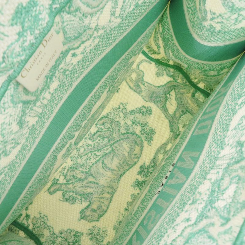 Dior Book Tote Medium Toile de Jouy Embroidered Canvas Mint Green Bag 1420 — view 9