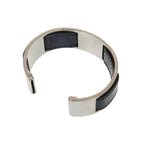 Hermes Bangle Leather Metal Silver Black Bracelet 0128 — view 7