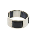 Hermes Bangle Leather Metal Silver Black Bracelet 0128 — view 5