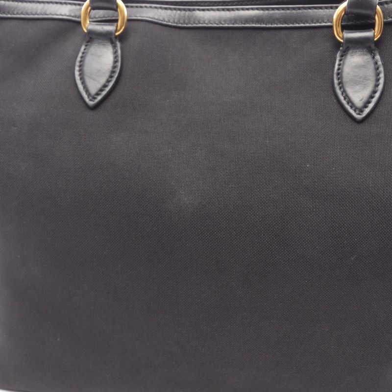 Prada Tote Bag Logo Jacquard 1 Bg158 Black Canvas Leather — view 7