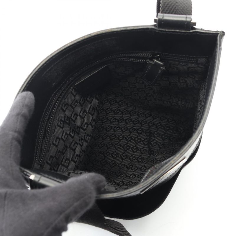 Gucci Shoulder Bag 27639 Black Canvas Leather — view 4