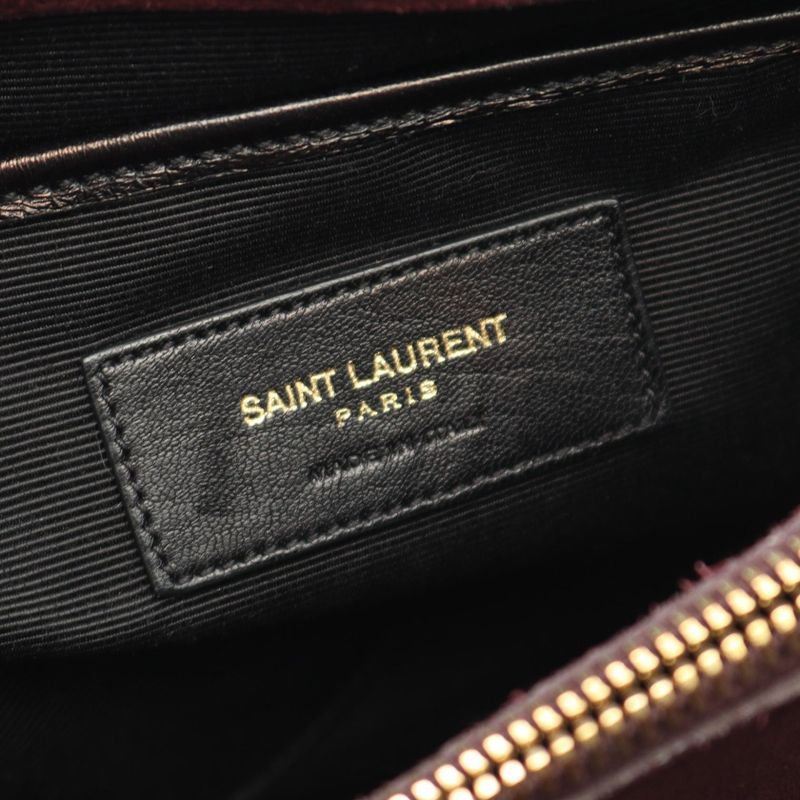 Saint Laurent Paris Handbag Sac Music Red Suede Leather 2-Way — view 6