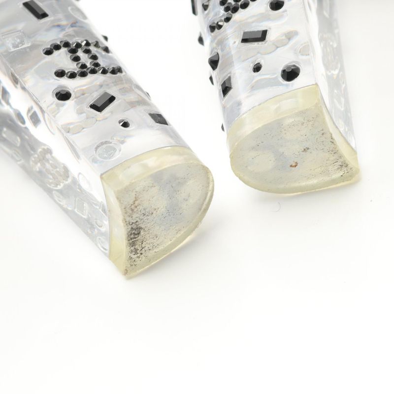 Chanel Sandals Coco Mark Rhinestone Black — view 8