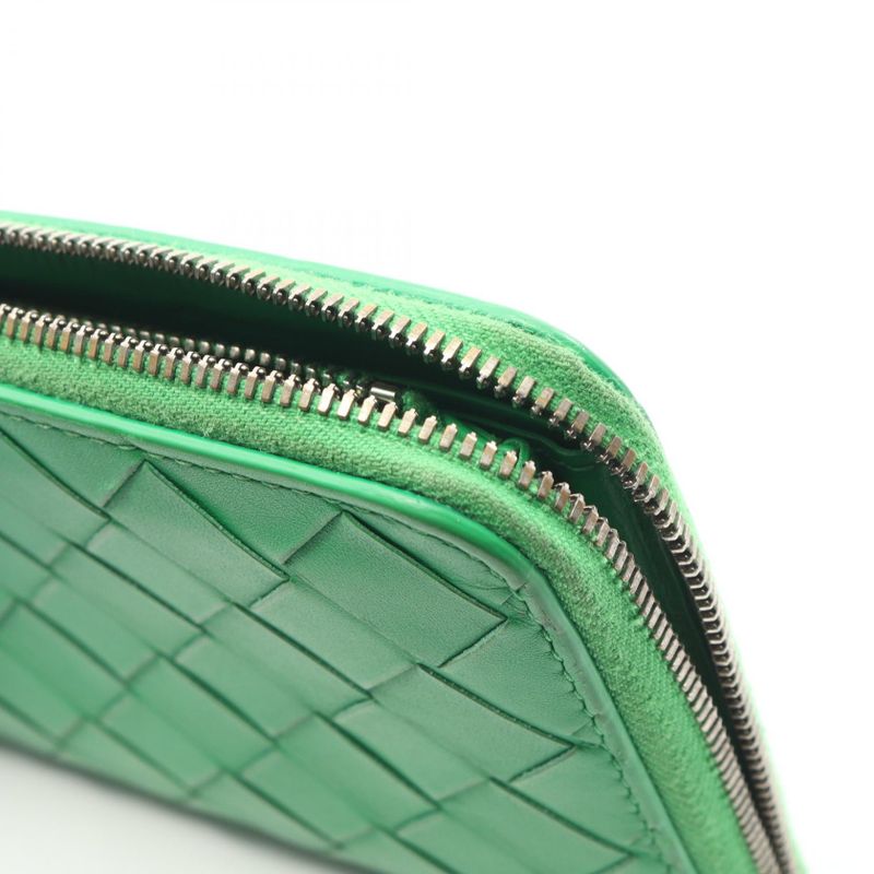 Bottega Veneta Round Long Wallet Intrecciato Green Leather — view 8