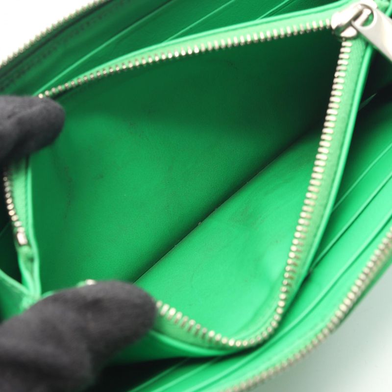 Bottega Veneta Round Long Wallet Intrecciato Green Leather — view 5