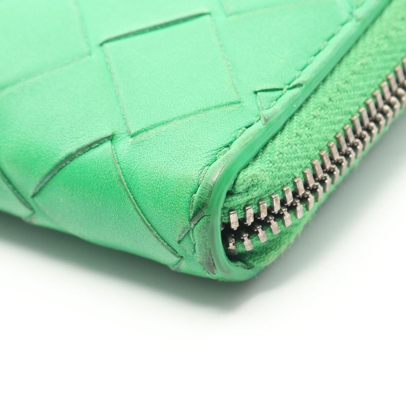 Bottega Veneta Round Long Wallet Intrecciato Green Leather — view 9