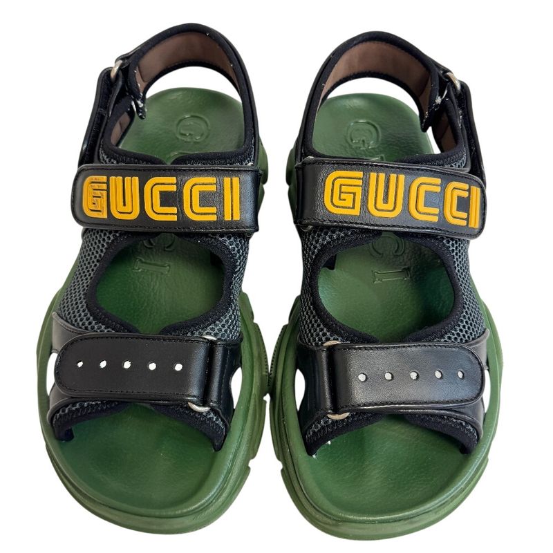 Gucci Logo Mesh Flashtrek Sandals Black — view 4