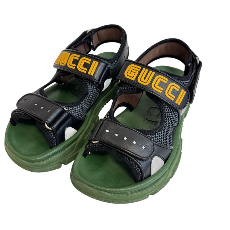 Gucci Logo Mesh Flashtrek Sandals Black — view 3