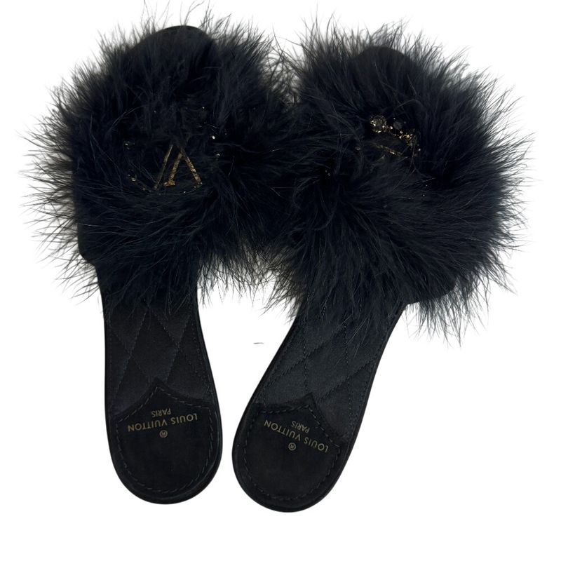 Louis Vuitton Logo Fa-vijou Marilyn Satin Sandals Black — view 6