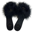 Louis Vuitton Logo Fa-vijou Marilyn Satin Sandals Black — view 6