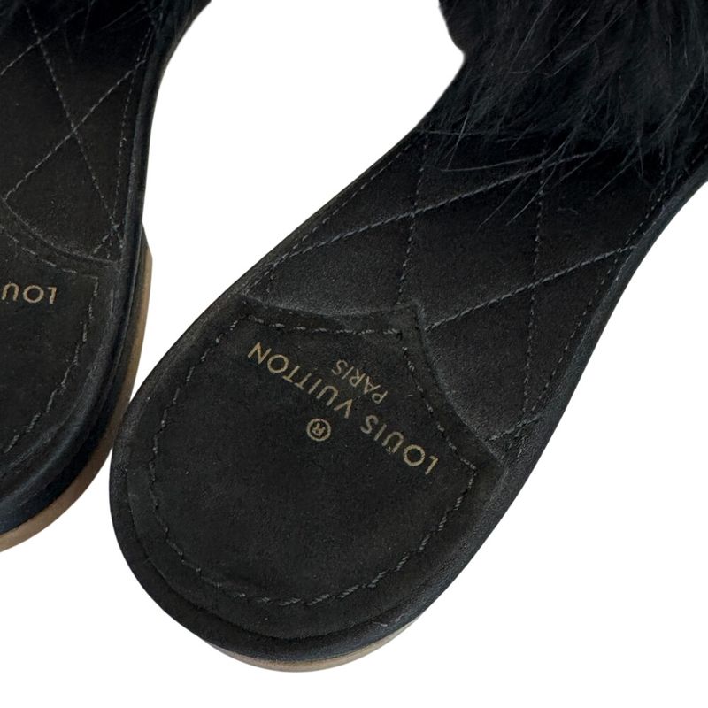 Louis Vuitton Logo Fa-vijou Marilyn Satin Sandals Black — view 7