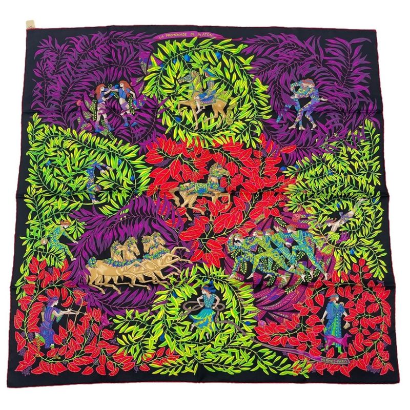Hermes Carre 90 Silk Scarf LA Promenade de Platon Plato's Journey Purple — view 2
