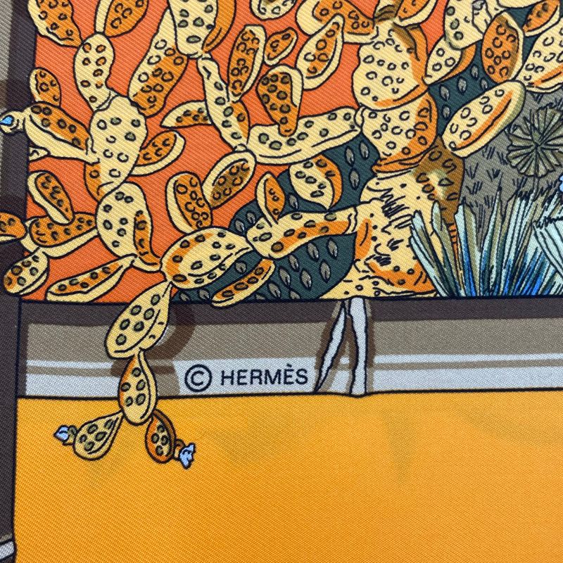 Hermes Scarf Carre 90 Jardins D'hiver Winter Garden 100% Silk Orange — view 7