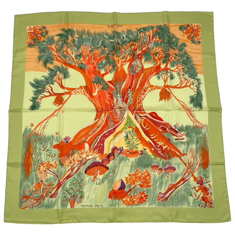 Hermes Scarf Carre 90 Kuggor Tree Fashion Silk Green Box — view 2