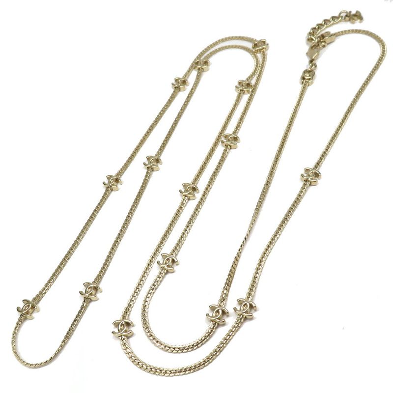 Chanel Coco Mark Long Necklace Gold Abe260 Accessories — view 3