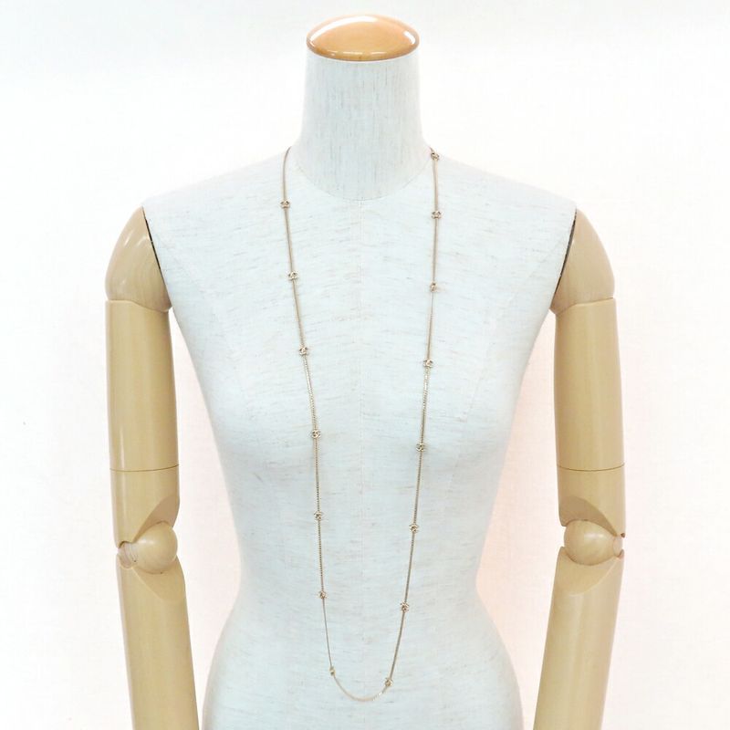 Chanel Coco Mark Long Necklace Gold Abe260 Accessories — view 9