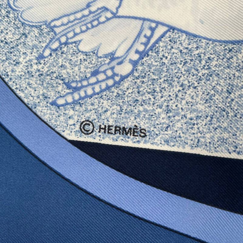 Hermes Carre 90 Scarf Migratory Bird 100% Silk Blue — view 8