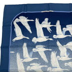 Hermes Carre 90 Scarf Migratory Bird 100% Silk Blue — view 3