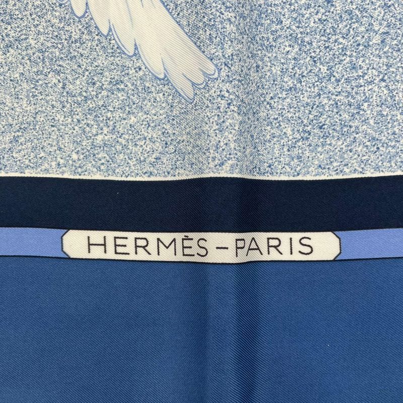 Hermes Carre 90 Scarf Migratory Bird 100% Silk Blue — view 7
