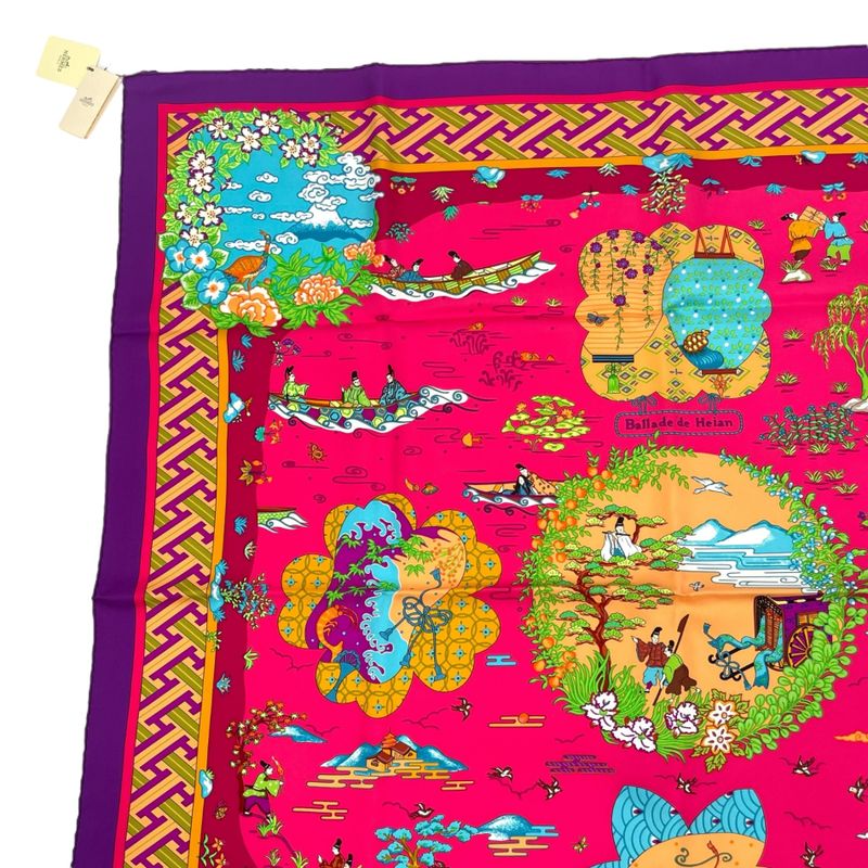 Hermes Carre 90 Large Scarf 100% Silk Ballade De Heian In The Garden — view 3