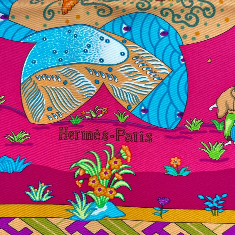 Hermes Carre 90 Large Scarf 100% Silk Ballade De Heian In The Garden — view 8