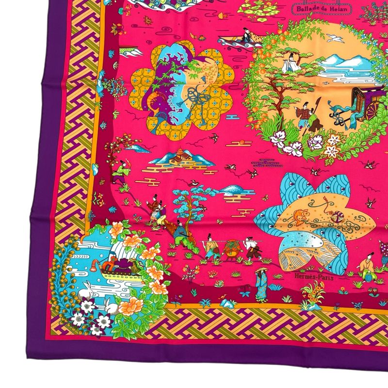 Hermes Carre 90 Large Scarf 100% Silk Ballade De Heian In The Garden — view 5