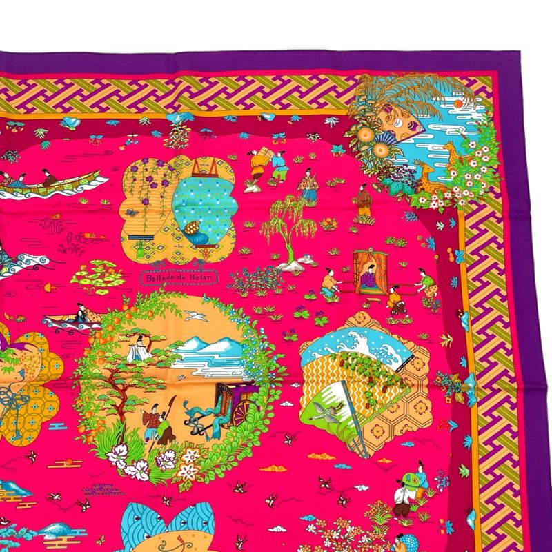 Hermes Carre 90 Large Scarf 100% Silk Ballade De Heian In The Garden — view 4