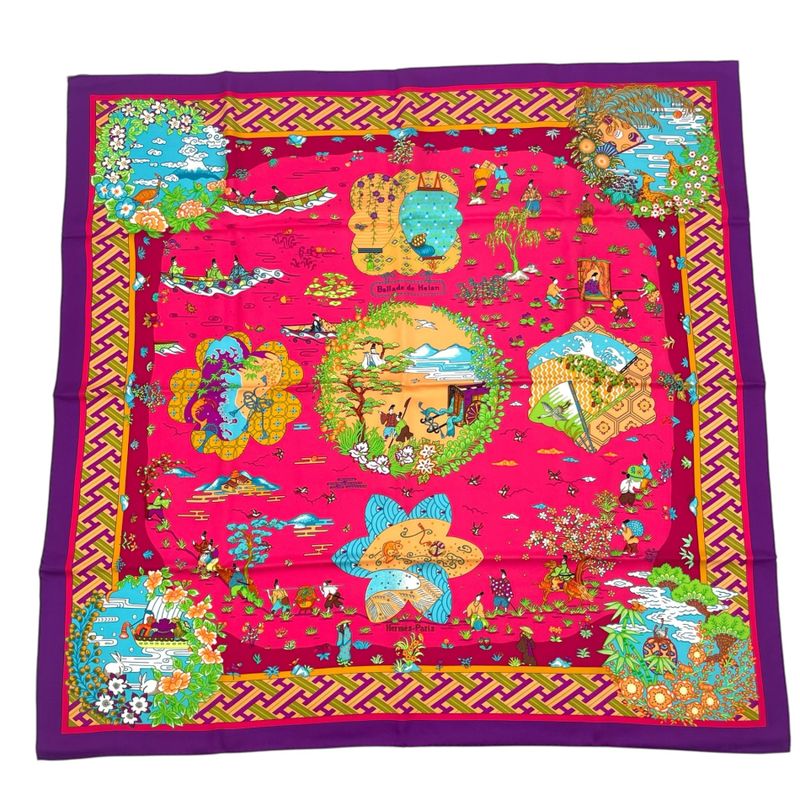 Hermes Carre 90 Large Scarf 100% Silk Ballade De Heian In The Garden — view 2