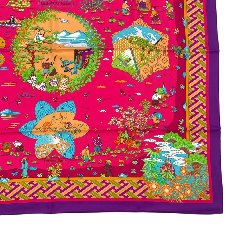Hermes Carre 90 Large Scarf 100% Silk Ballade De Heian In The Garden — view 6